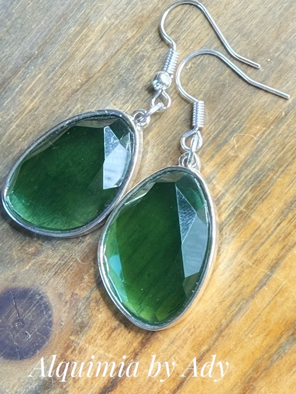MEXICANA STYLE + Emerald Green Faceted Teardrop Dangle Earrings